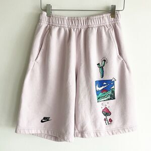 Nike Mens S Small Biosphere Sweat Shorts Pink Cactus Rainbow Mushroom Mountains